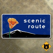 California poppy scenic route text highway marker road sign 1971 mountain 24x12 picture