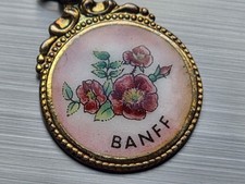 Banff Floral Souvenir Charm Pendant Canada Silver 4.91g picture