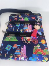 Disney It's a Small World LeSportsac 3 Zip Crossbody Bag w/ Doll Charm picture