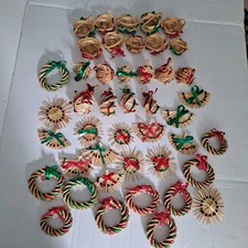 Lot Of 44 Vintage Scandinavian Style Woven Straw Christmas Ornaments Folksy  picture