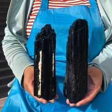 2Pieces 2160g Natural Black Tourmaline Quartz Crystal Mineral Specimen 6683 picture