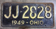 Vintage 1949 STEEL Ohio License Plate  - JJ 2828 picture