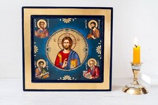 Jesus Christ The Almighty with 4 Evangelist Handmade Byzantine Gold Leaf on Wood picture