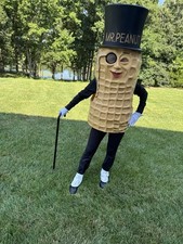 Vintage 1960s Planters Mr. Peanut Advertising Mascot Costume Display w/ Cane picture