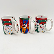 Vintage 1996 Riviera Van Beers Signature Housewares Christmas Mugs Set 3 GUC picture