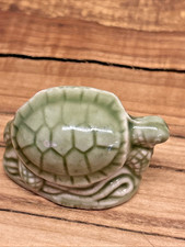 Vintage Wade Whimisies Porcelain Green Sea Turtle Mini Figurine 1999-2002 picture