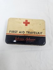 Very Old Johnson  & Johnson Medical Kit #16 Metal Box Container  picture