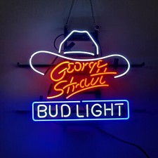 George Strait Cowboy Hat Neon Light Sign Lamp Beer Bar Glass Decor Gift 24