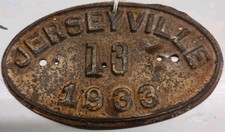Scarce 1933 Metal Jerseyville, IL #13 Freight Tagπ΄π π‘π΄βͺπ΅ picture