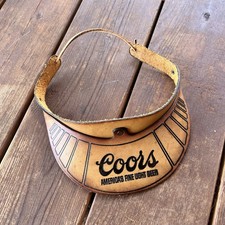 Vintage Coors Beer Leather Visor Hat Cap RARE picture