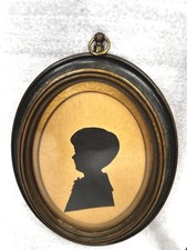 antique framed silhouette frame oval wood gold trim 5.5 x 4 x 1/2 in. original picture