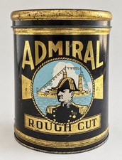 Vintage Admiral Rough Cut Tobacco Tin with Lid, Naval Officer & Ship picture
