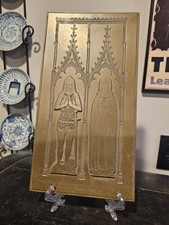 Medieval Knight Lady Brass Wall Plaque Middle Ages 14th Century Renaissance Fair picture