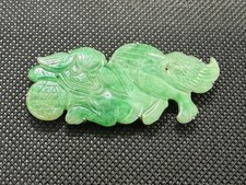 Jade Jadeite FOO LION  Antique Obidome (Sash Clip) 3 1/4
