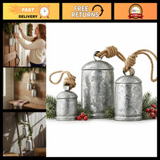 Rustic Silver Cow Bells Set of 3 - Vintage Christmas Wall Hanging Decor, Country picture