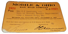 1924 MOBILE AND OHIO RAIL ROAD EMPLOYEE PASS #9868 picture