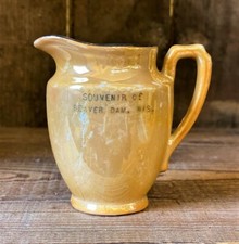Antique Souvenir of BEAVER DAM Wisconsin Small Pitcher Creamer Jug Memorabilia picture
