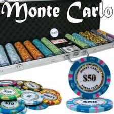 600 Monte Carlo Poker Chip Set 14g Clay Composite with Aluminum Case picture