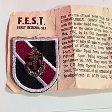F.E.S.T. Militaria Beret Insignia Set Flash Patch & Metal Crest Pin picture