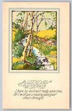 c1910s Birthday Wishes Stream Landscape LG Co Series 601 B Antique Postcard picture