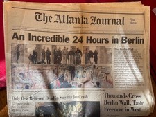 Atlanta Journal November 10, 1989 Section A Only – Berlin Wall Falls – Historic picture