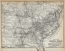 1917 Antique Southern Railway System Map Vintage Southern Railroad Map 3216 picture
