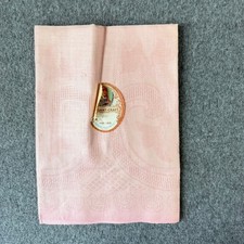 Vintage Peasant-Craft Pink Linen Damask Tablecloth 52x52 Made in Belgium NOS picture