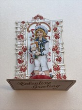 Mechanical Valentine Card Honeycomb Sailor Boy Holding Letters Antique 1910s picture