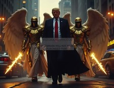 PRESIDENT DONALD TRUMP PROTECTED BY GUARDIAN ANGELS 8.5X11 AI CANVAS PHOTO picture