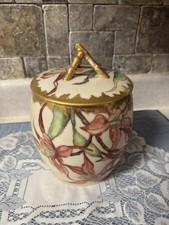 Vintage Nippon Porcelain Lidded Jar Hand Painted Gold Trim Floral Japan Art Deco picture
