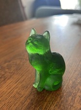 Vintage Emerald Green Satin Mosser Cat 1970s Glass picture