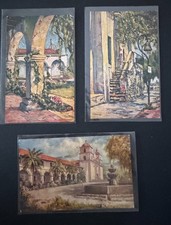 Vintage California Art Card Mission Postcards Lot of 3 Elmer Schmidt picture