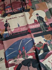 Vintage Liberty London Silk Scarf-Art Deco Travel Themed-Cunard-34in Square picture