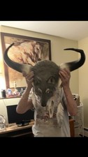JH BOONE Wolf Song ~ Paul Carrico Cow Skull Wolf Sculpture picture