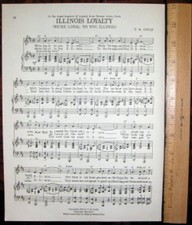 UNIVERSITY OF ILLINOIS Original Vintage Song Sheet c1945 