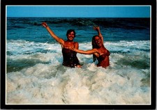 Sexy Two Pretty Ladies Bathing Suits Surf Beach Dover Delaware Postcard C336 picture