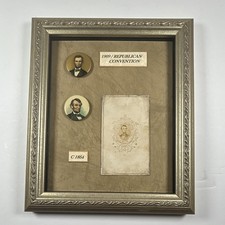 Framed Abraham Lincoln Pinbacks Portrait Card Centennial Souvenir Not Campaign picture