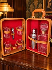 Vintage 40s Leather Traveling Bar with accessories picture