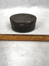 antique early small tinder box oval 2.75 x 2 x 1.25 tall tin good original 19th picture