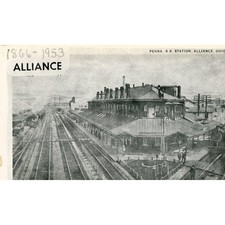 Postcard Antique Birdseye View of Penna Railroad Station, Alliance, OH. A9 picture