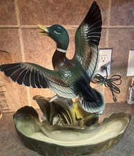 1954 Lane And Co Van Nuys Calif Ceramic Mallard Duck Flight Lamp Planter Vintage picture