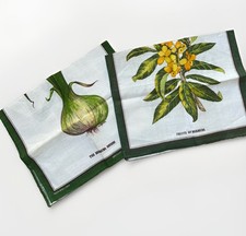 Vtg Pair Bermuda Irish Linen Tea Towels NOS Loquat & Onion Botanical Wall Hangin picture