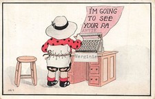 Vintage Artie Typewriter Humorous Postcard 1910s Child Character Antique picture