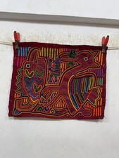 Antique Beautiful Hand Sewn Kuna Mola Panama Applique Folk Art Textile 34x43 Cm picture