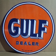 Gulf Dealer  Porcelain Enamel Sign  30 x 30 Inches 2 Sided picture