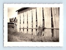 Old Vintage Photo SOLO MAN OUTSIDE BY BARN ORIGINAL SNAPSHOT PHOTOGRAPH picture
