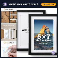 5x7 Picture Frame 4x6 Mat,Black Wall Decor Photo Frames 2 Pack picture
