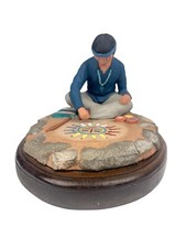Vintage Santa Fe Navajo Folk Art Stone Clay Sculpture Figure Sand Painting picture