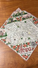 Vintage Iowa Map Hankie Handkerchief Hawkeye State 1950s Iowa State College picture