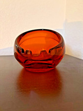 Vintage -Viking Glass MURANO HAND BLOWN FLAME ORANGE GLASS DOME ASHTRAY picture